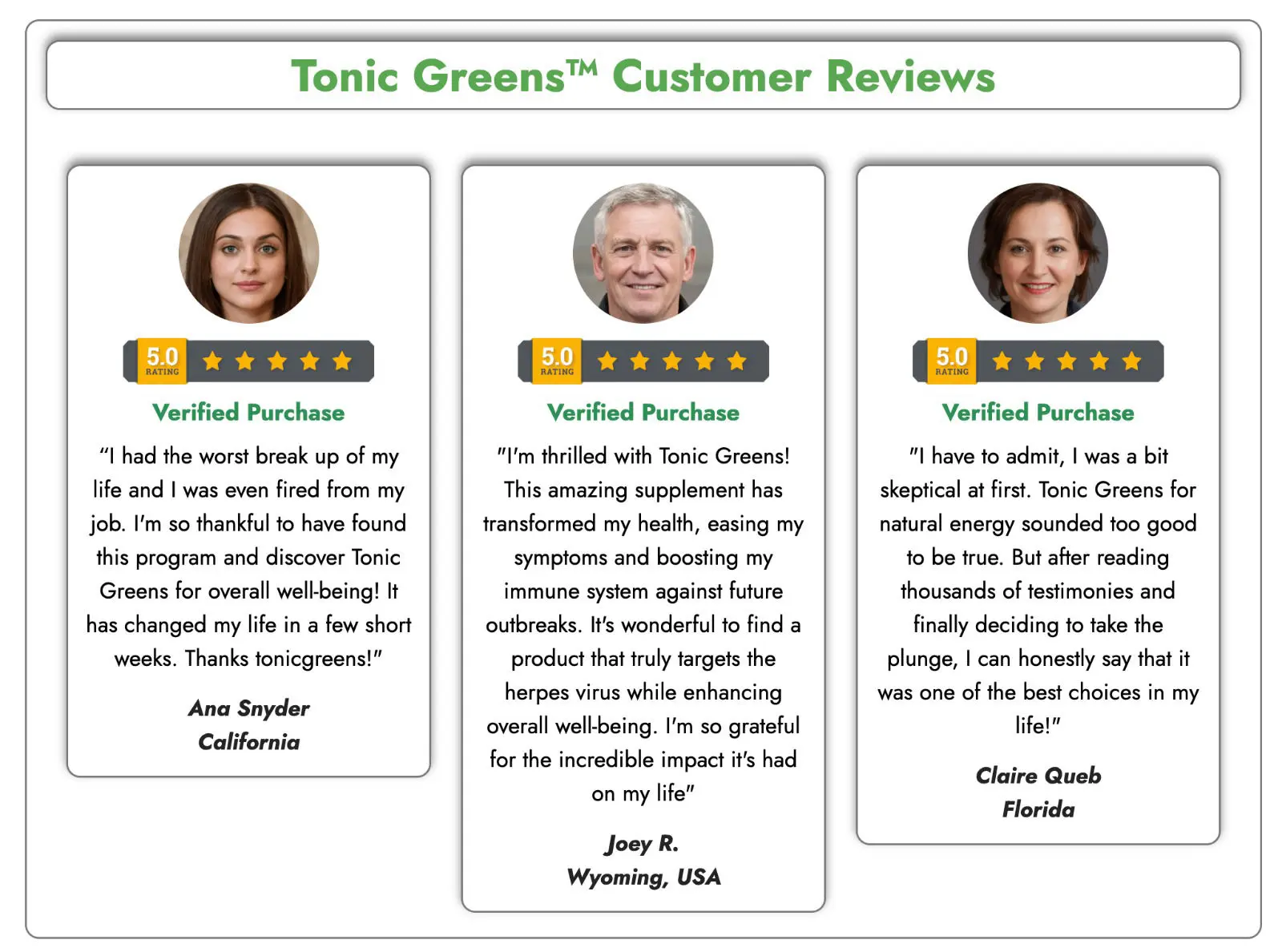 TONIC GREENS Customer Reviews